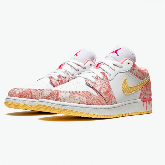 Kixify Nike Air Jordan 1 Low Paint Drip (GS) Arctic Punch/Pale Vanilla-White