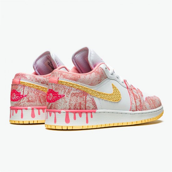 Kixify Nike Air Jordan 1 Low Paint Drip (GS) Arctic Punch/Pale Vanilla-White