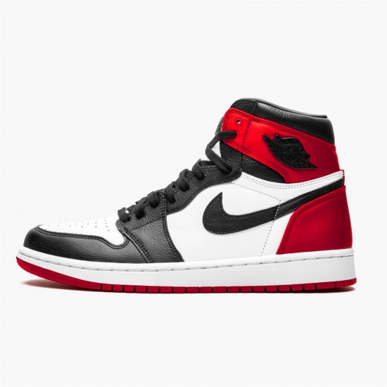 Kixify Nike Air Jordan 1 Retro High Satin Black Toe (W) Black/White-University Red