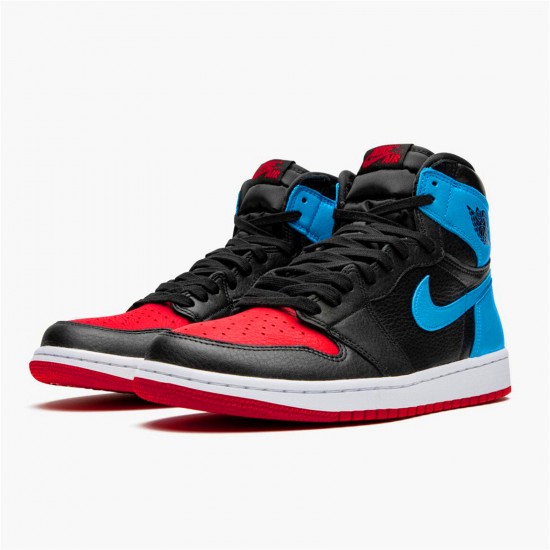 Kixify Nike Air Jordan 1 Retro High NC to Chi Leather (W) Black/Dark Powder Blue-Gym Red