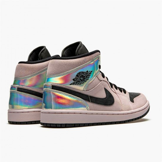 Kixify Nike Air Jordan 1 Mid Dirty Powder Iridescent (W) Barely Rose/Black-Black-Multi-Color