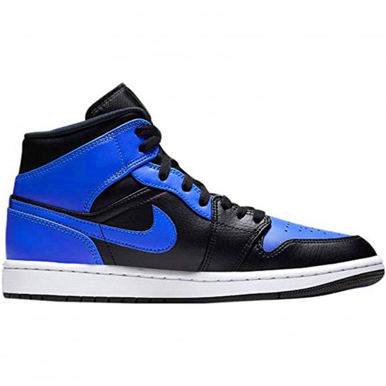 Kixify Nike Air Jordan 1 Mid Hyper Royal Tumbled Leather Black/Hyper Royal-White