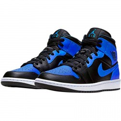 Kixify Nike Air Jordan 1 Mid Hyper Royal Tumbled Leather Black/Hyper Royal-White