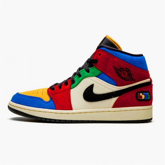 Kixify Nike Air Jordan 1 Mid SE Fearless Blue the Great Muslin/Varsity Red-Royal-Taxi-Black