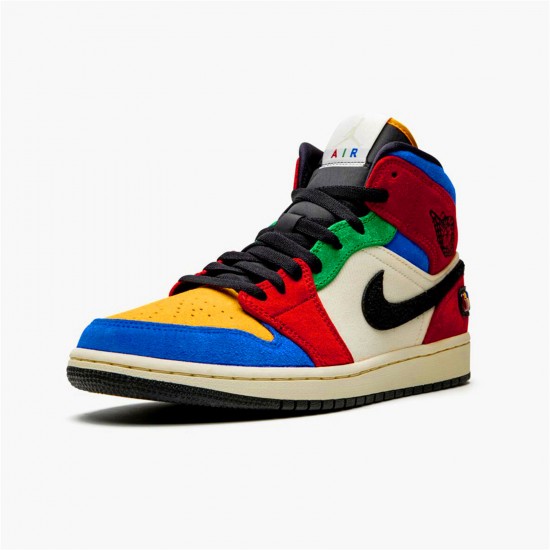 Kixify Nike Air Jordan 1 Mid SE Fearless Blue the Great Muslin/Varsity Red-Royal-Taxi-Black