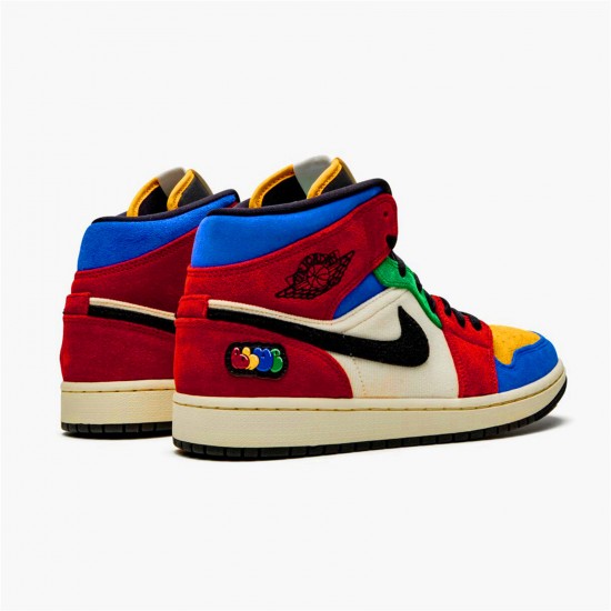 Kixify Nike Air Jordan 1 Mid SE Fearless Blue the Great Muslin/Varsity Red-Royal-Taxi-Black