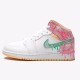 Kixify Nike Air Jordan 1 Mid Paint Drip (GS) White/Green Glow-Arctic Punch