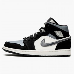 Kixify Nike Air Jordan 1 Mid Satin Grey Toe Black/Smoke Grey-Sail