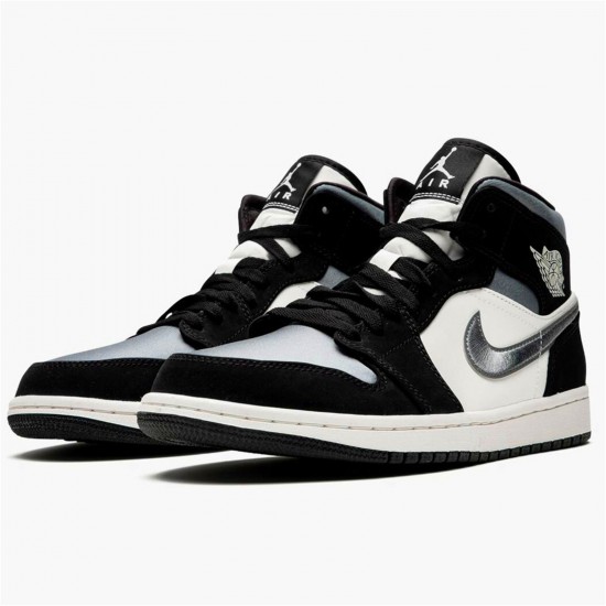 Kixify Nike Air Jordan 1 Mid Satin Grey Toe Black/Smoke Grey-Sail