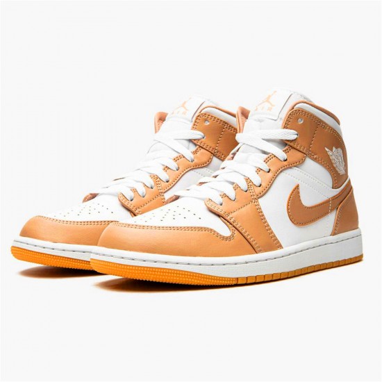 Kixify Nike Air Jordan 1 Mid Tan Gum Hemp/Gum Yellow/White