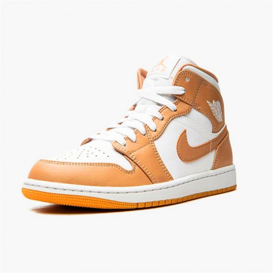 Kixify Nike Air Jordan 1 Mid Tan Gum Hemp/Gum Yellow/White