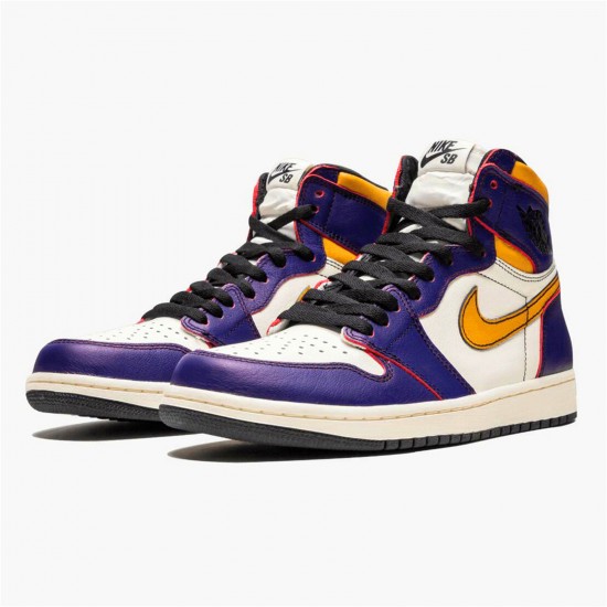 Kixify Nike Air Jordan 1 Retro High OG Defiant SB LA to Chicago Court Purple/Black-Sail-University Gold