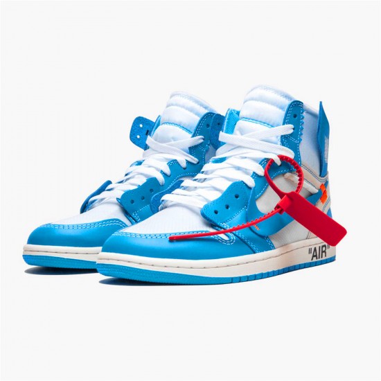 Kixify Nike Air Jordan 1 Retro High Off-White University Blue White/Dark Powder Blue-Cone